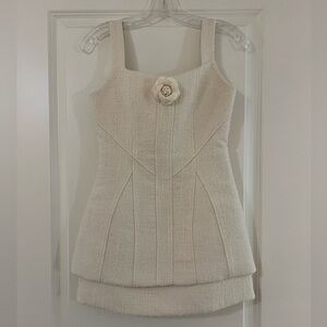 Heiress Cream Boucle Flower Mini Dress